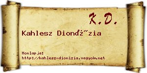 Kahlesz Dionízia névjegykártya